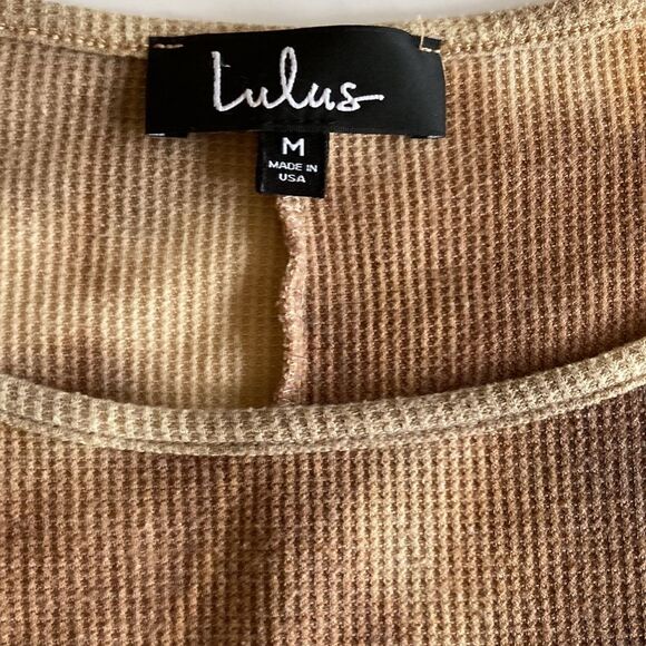 Lulu's Cool Touch Brown Tie-Dye Long Sleeve Thermal Top Medium - Picture 6 of 9